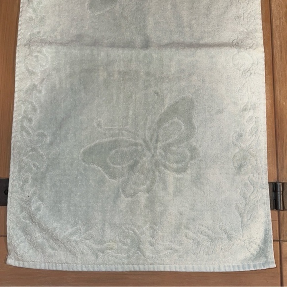 Vintage Cannon Royal Family Butterfly Hand Towel Soft Cotton Retro Sky Blue